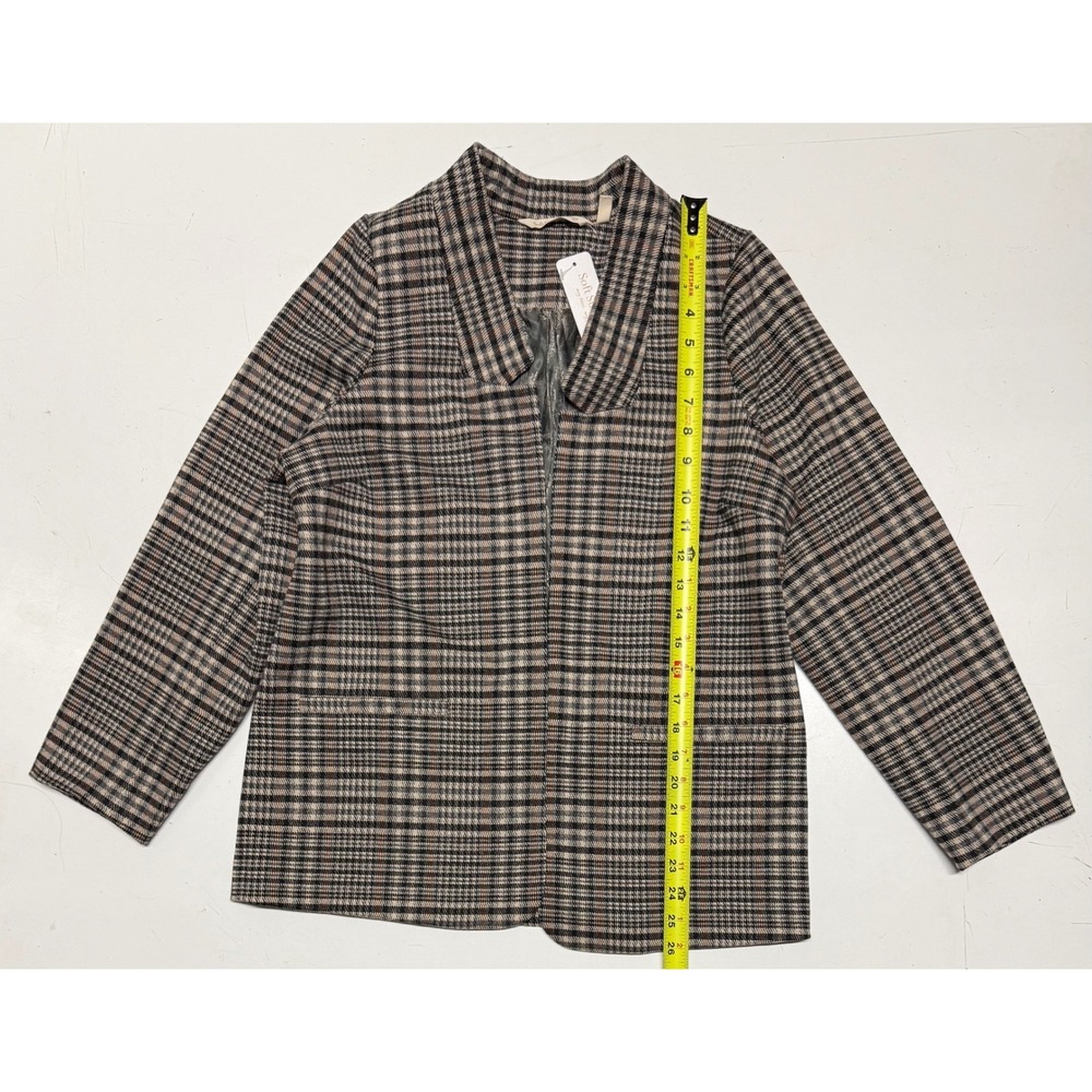 Soft Surroundings St James Jacket Brown Plaid Blazer Petite Small PS 39489 NEW